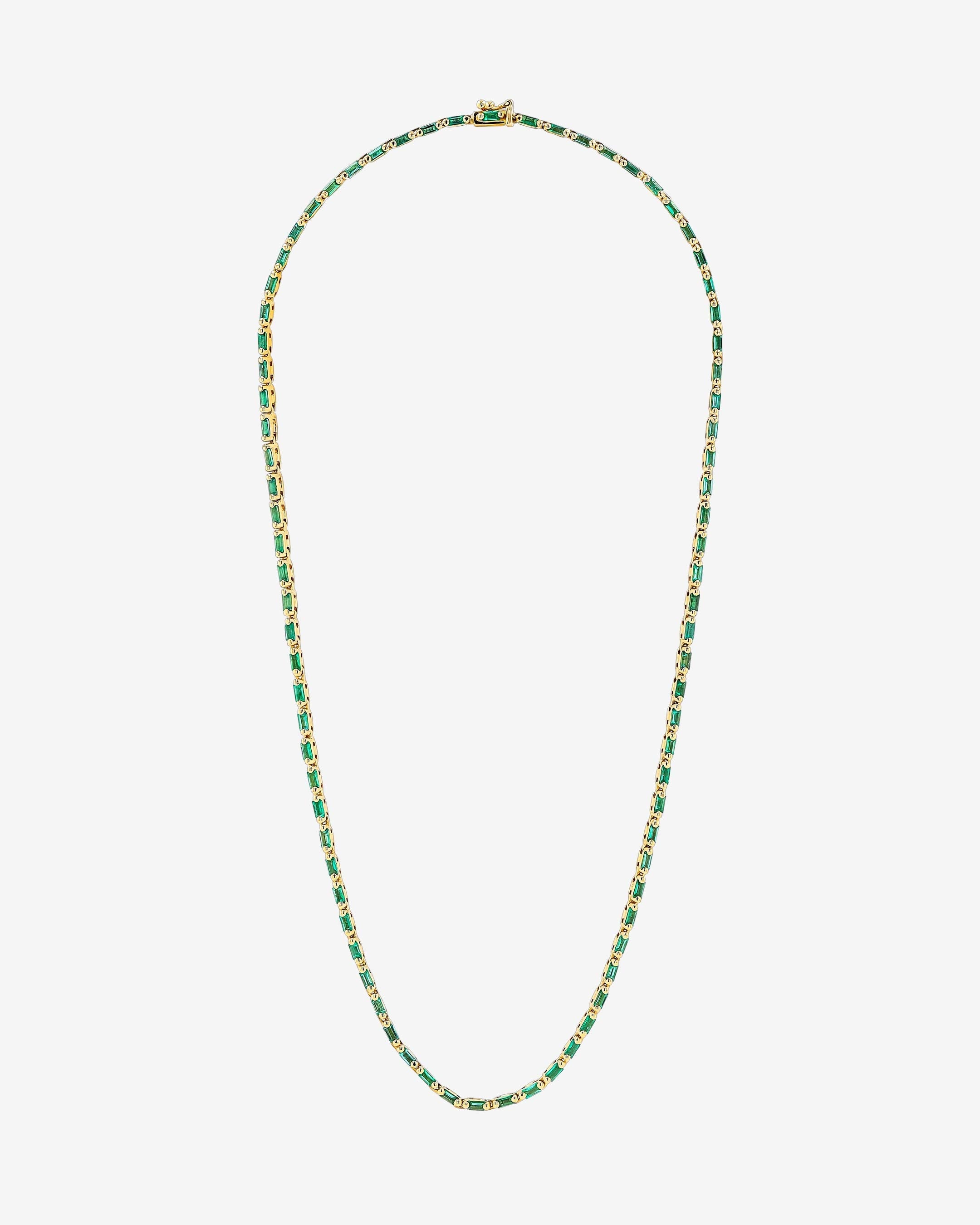 Suzanne Kalan Linear Full Emerald  Tennis Necklace in 18k yellow gold