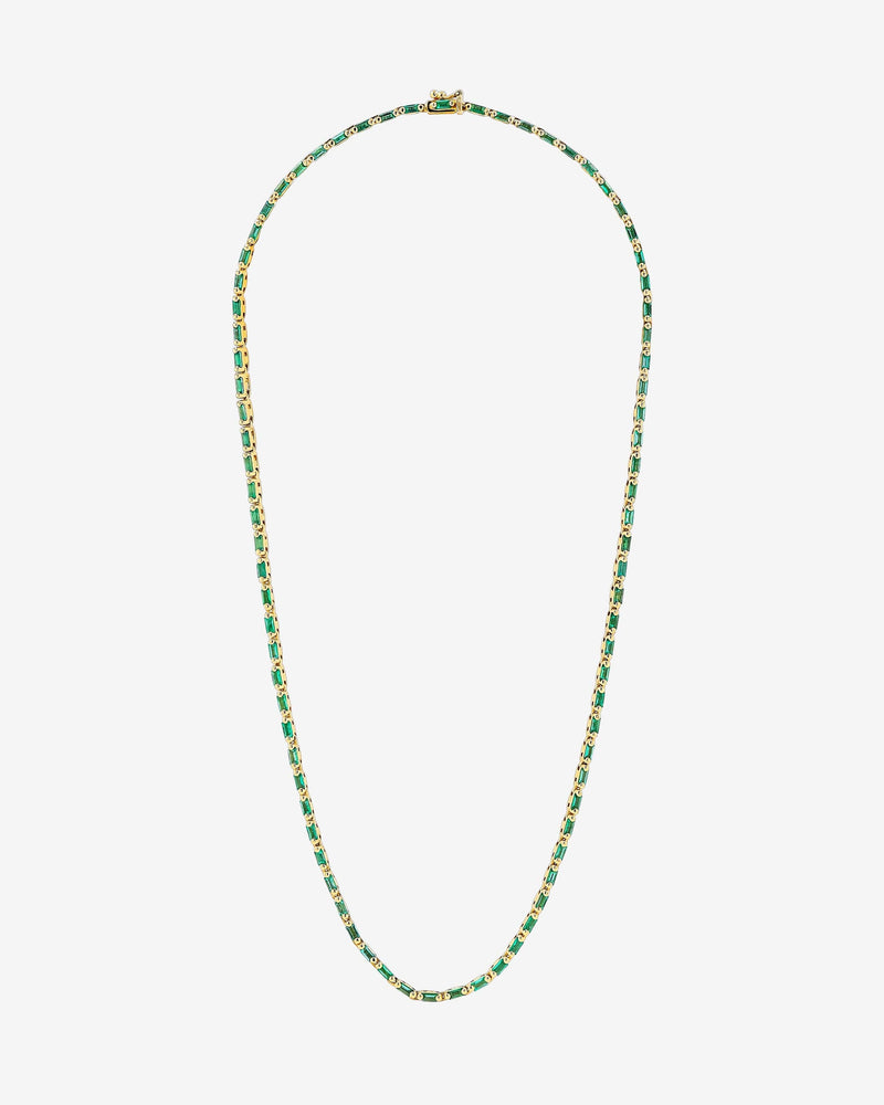 Suzanne Kalan Linear Full Emerald  Tennis Necklace in 18k yellow gold