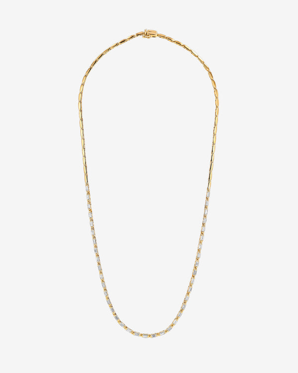 Suzanne Kalan Linear Half Diamond Tennis Necklace in 18k yellow gold
