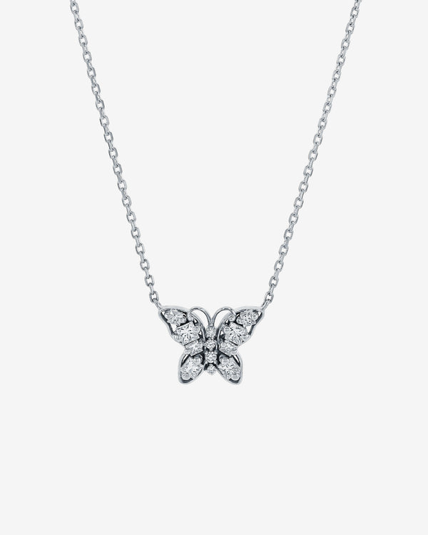 Suzanne Kalan Princess Diamond Mini Butterfly Pendant in 18k white gold