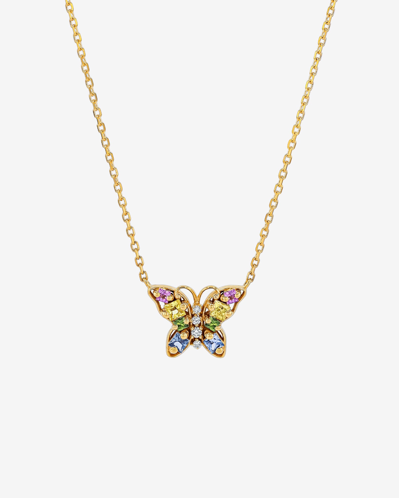Suzanne Kalan Princess Pastel Sapphire Mini Butterfly Pendant in 18k yellow gold