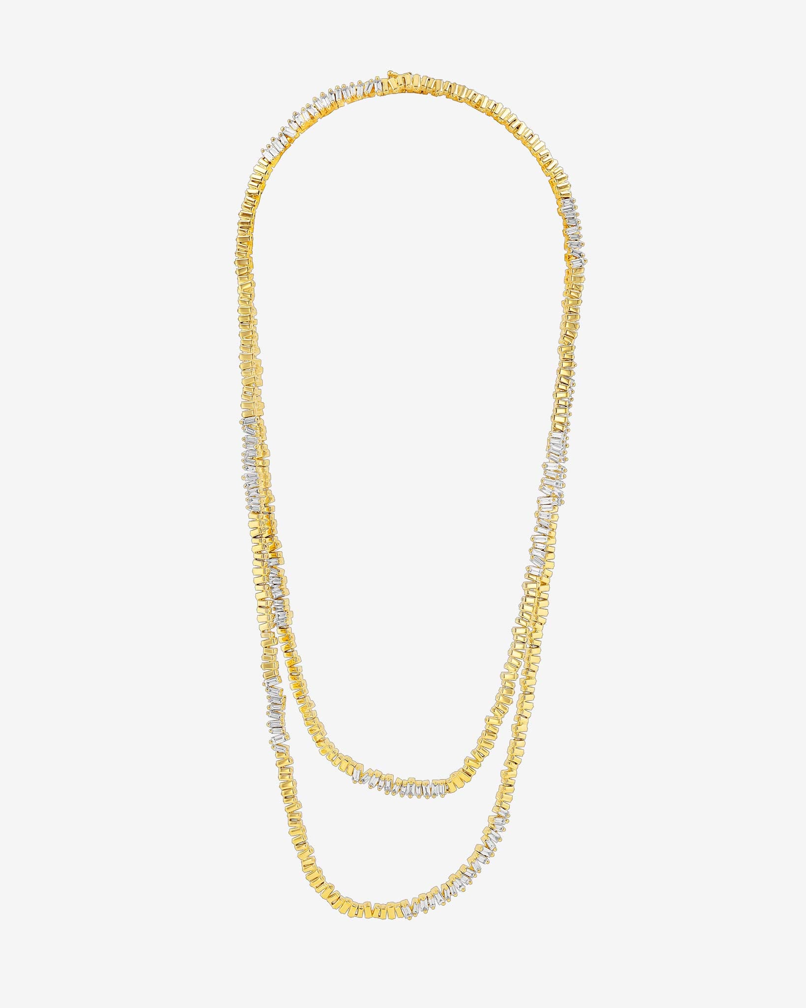 Suzanne Kalan Golden Diamond 36" Inch Baguette Tennis Necklace in 18k yellow gold