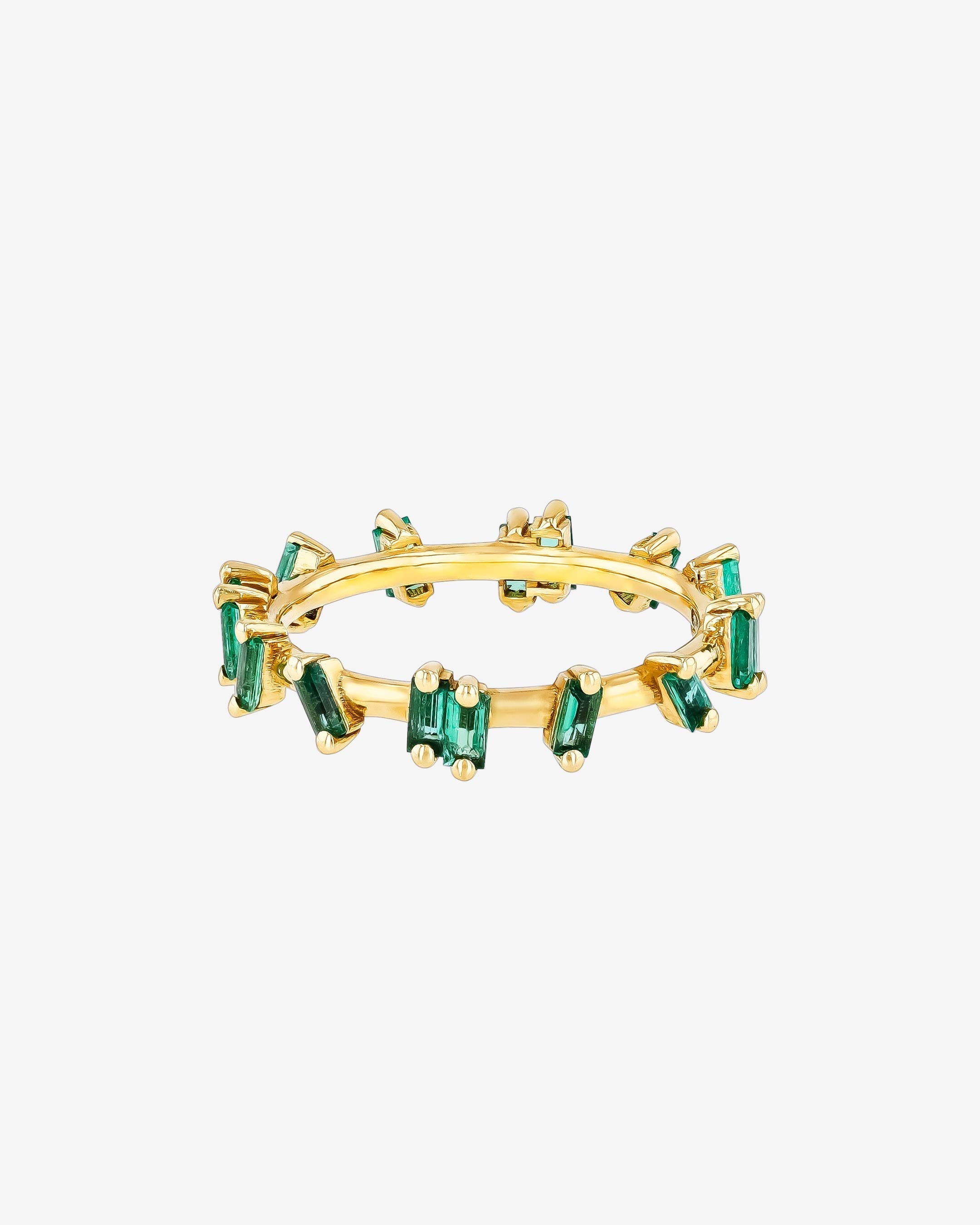 Suzanne Kalan Emerald Barbwire Band in 18k yellow gold