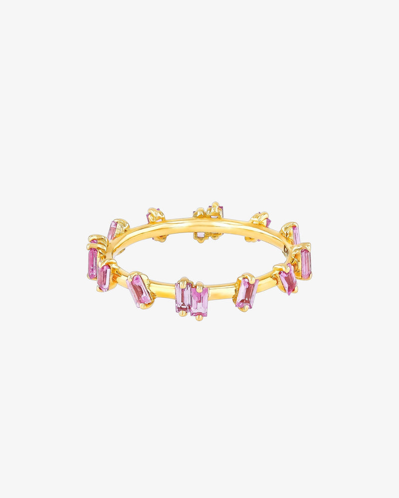 Suzanne Kalan Pink Sapphire Barbwire Band in 18k yellow gold