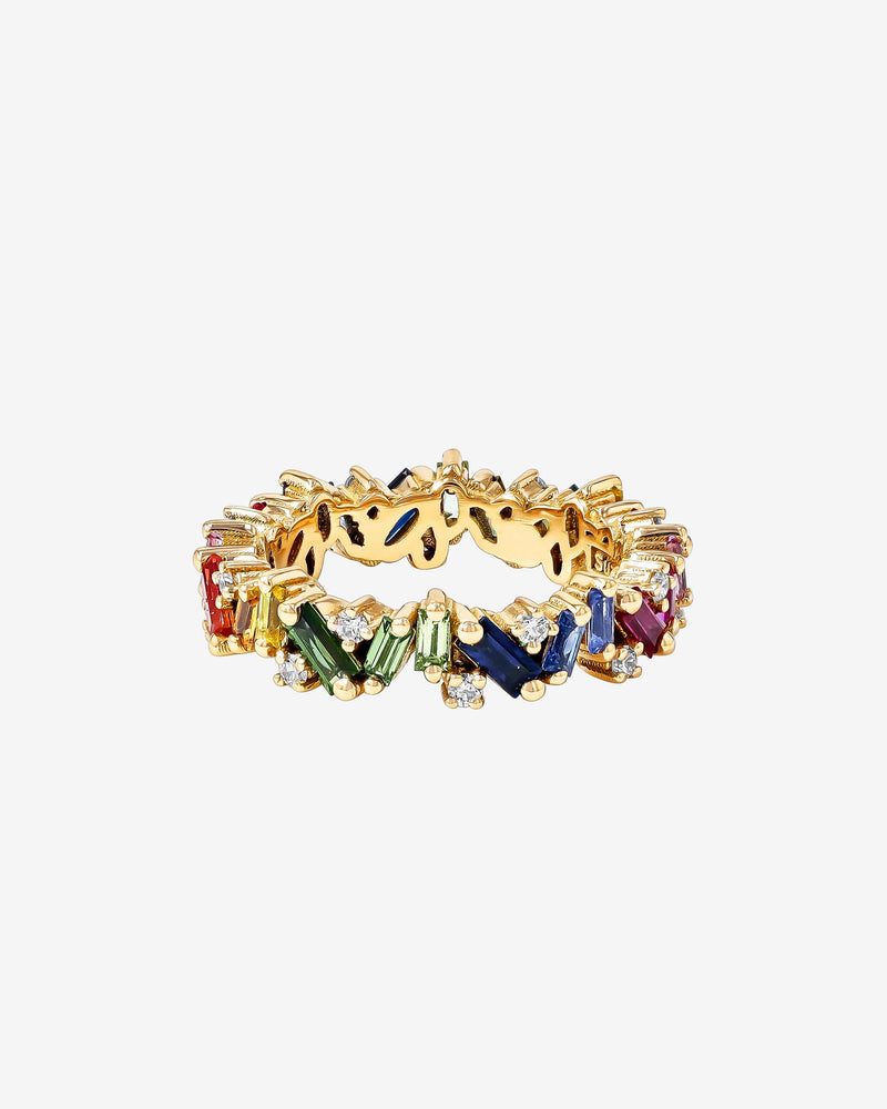 Suzanne Kalan Frenzy Rainbow Sapphire Eternity Band in 18k yellow gold