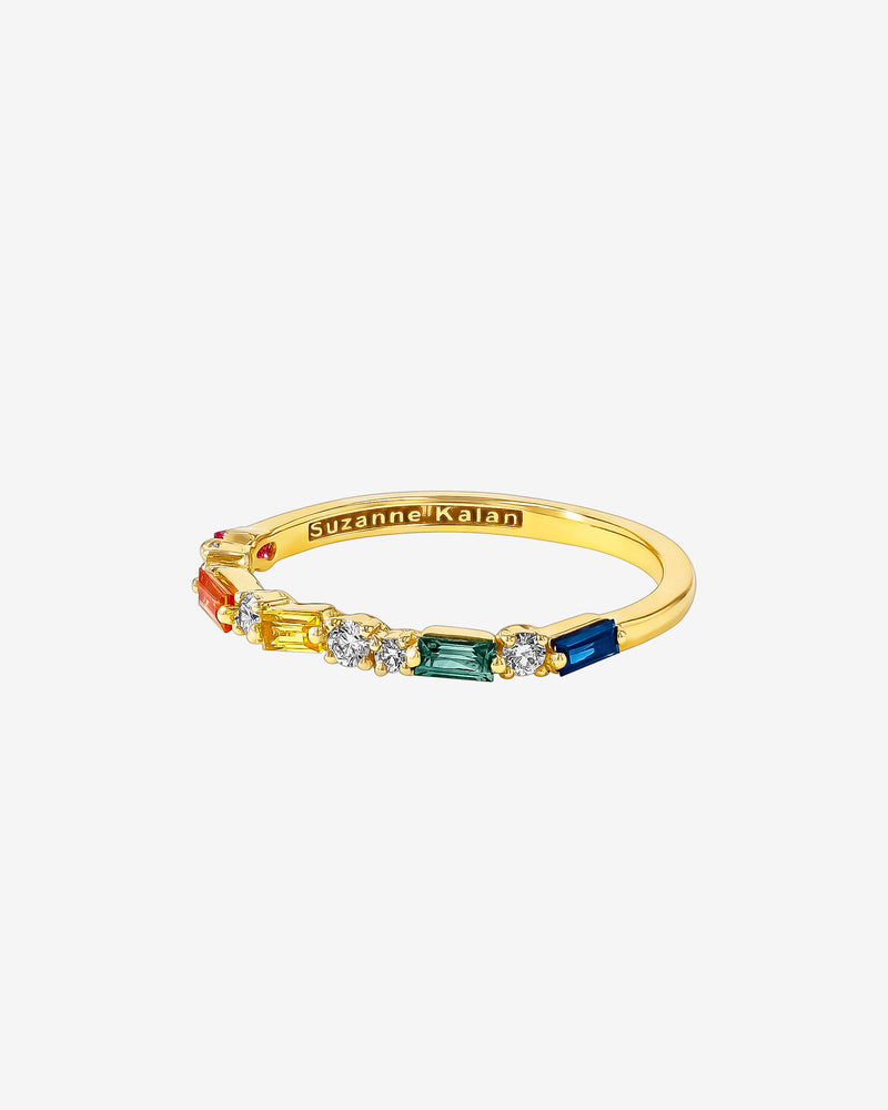 Suzanne Kalan Thin Mix Rainbow Sapphire Half Band in 18k yellow gold
