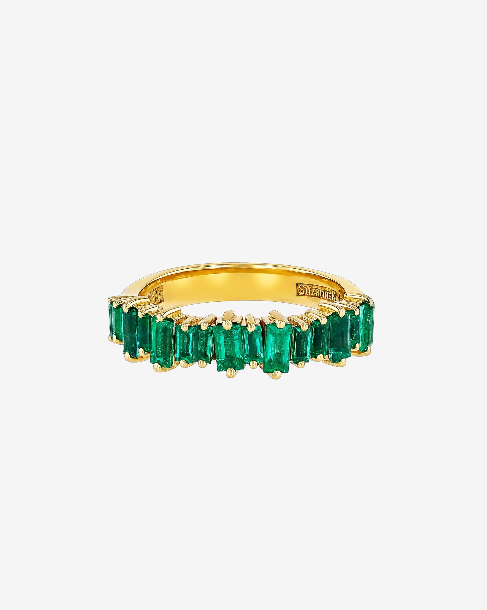 Suzanne Kalan Bold Emerald Half Band in 18k yellow gold