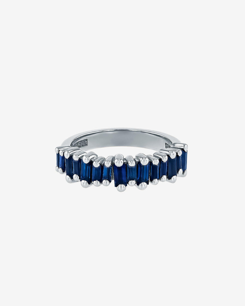 Suzanne Kalan Bold Dark Blue Sapphire Half Band in 18k white gold