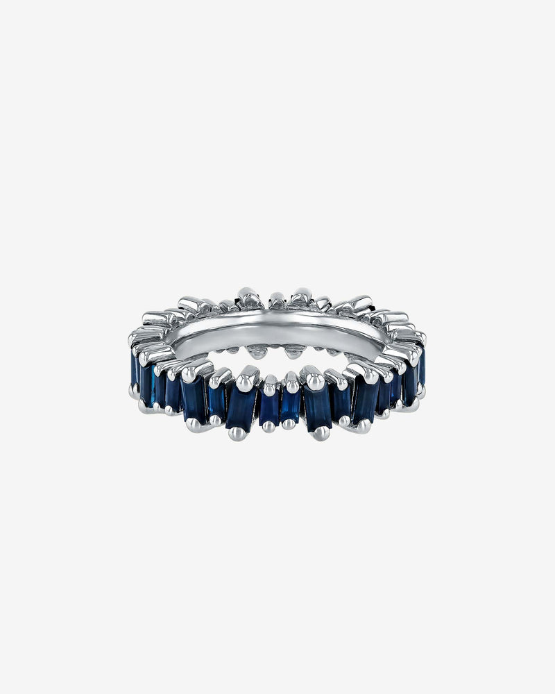 Suzanne Kalan Bold Dark Blue Sapphire Eternity Band in 18k white gold