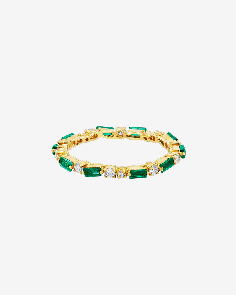 Suzanne Kalan Thin Mix Emerald Eternity Band in 18k yellow gold