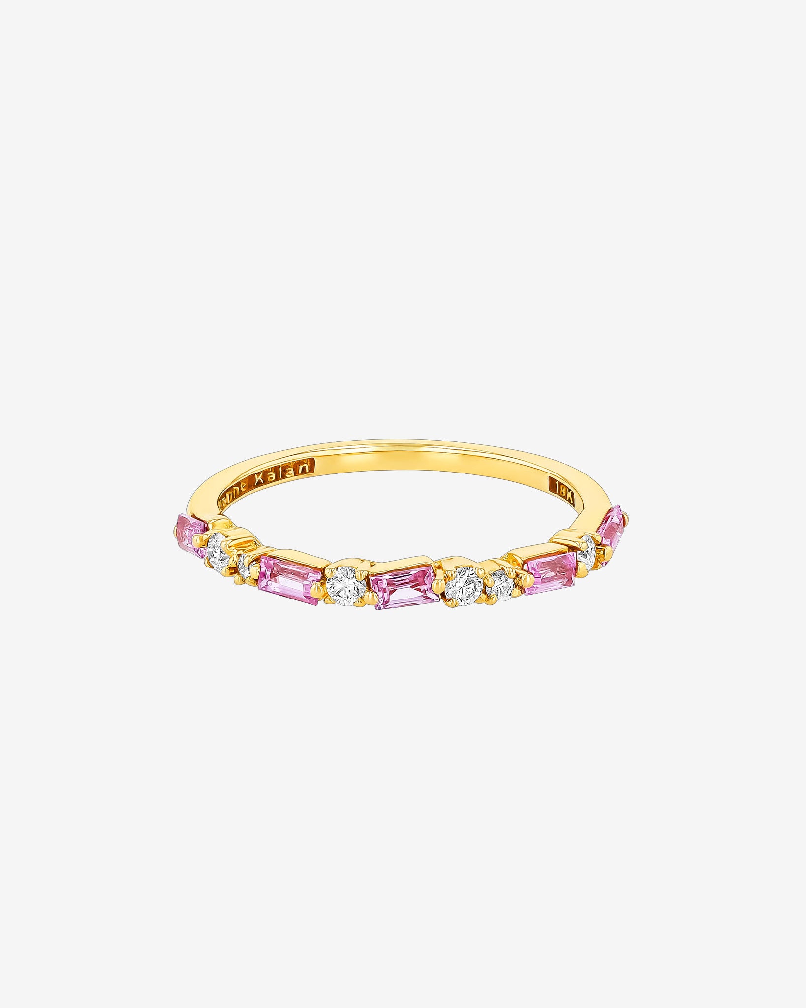 Suzanne Kalan Thin Mix Pink Sapphire Half Band in 18k yellow gold