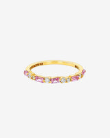 Suzanne Kalan Thin Mix Pink Sapphire Half Band in 18k yellow gold