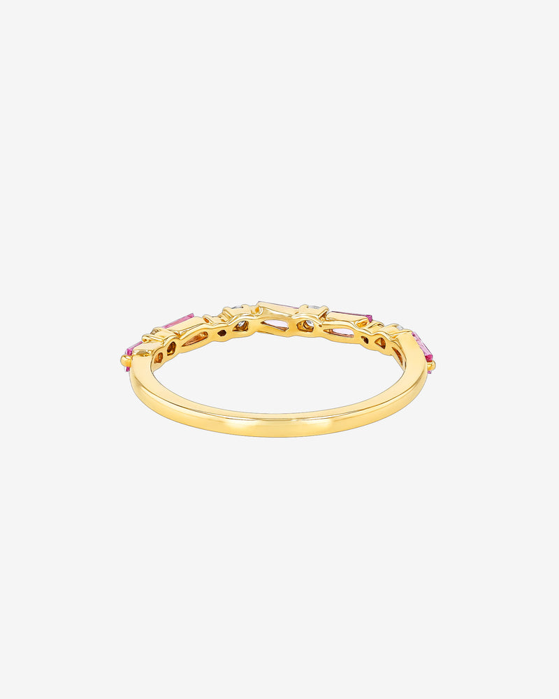 Suzanne Kalan Thin Mix Pink Sapphire Half Band in 18k yellow gold
