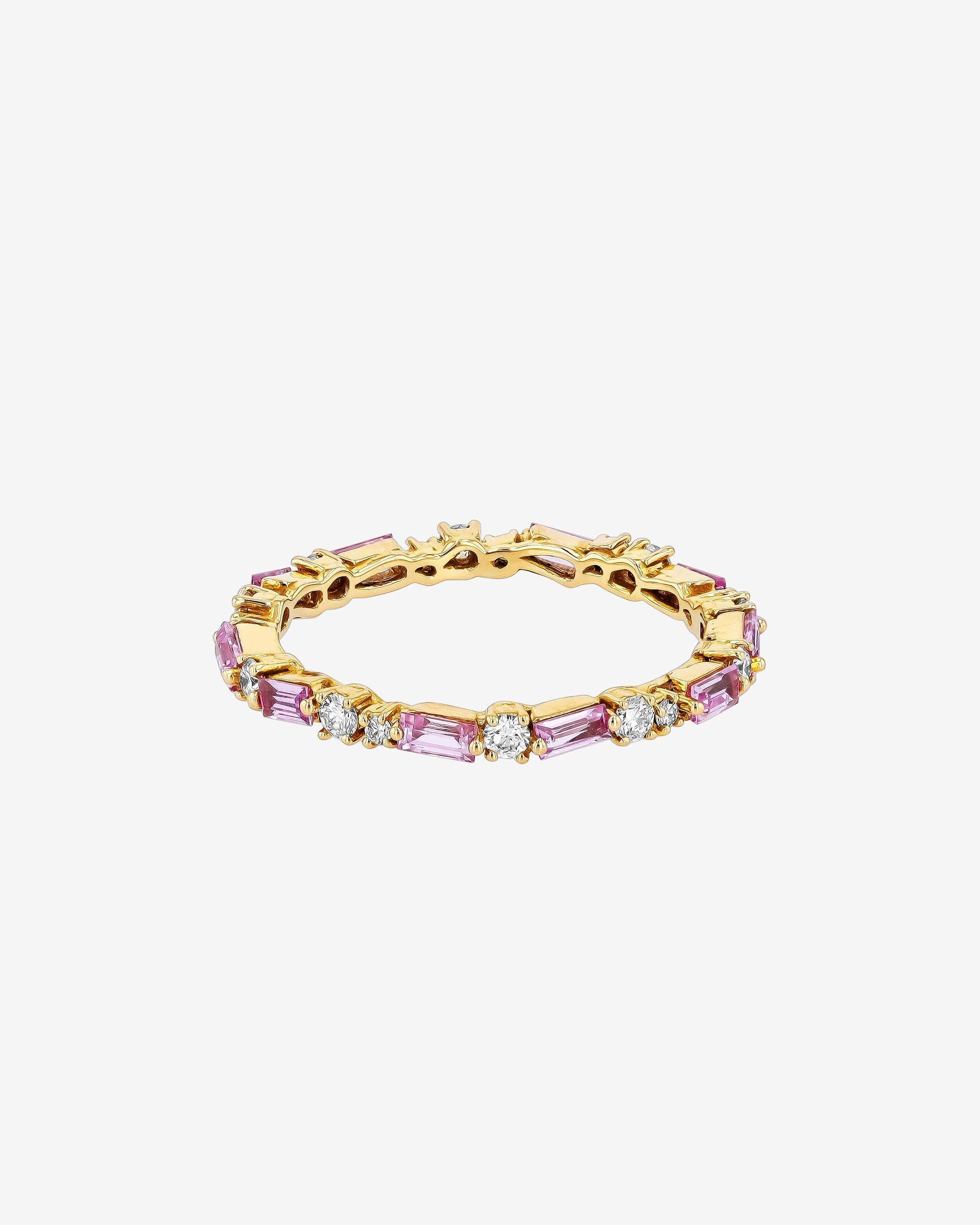 Suzanne Kalan Thin Mix Pink Sapphire Eternity Band in 18k yellow gold