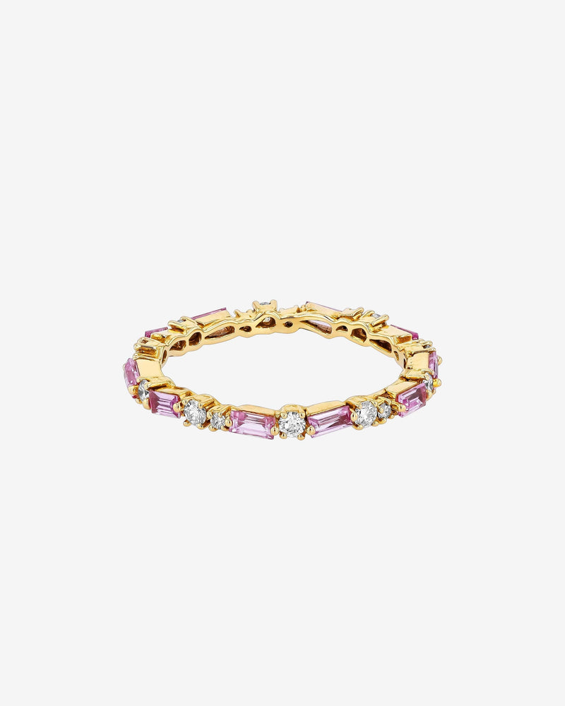 Suzanne Kalan Thin Mix Pink Sapphire Eternity Band in 18k yellow gold