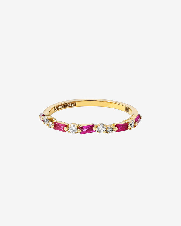 Suzanne Kalan Thin Mix Ruby Half Band in 18k yellow gold