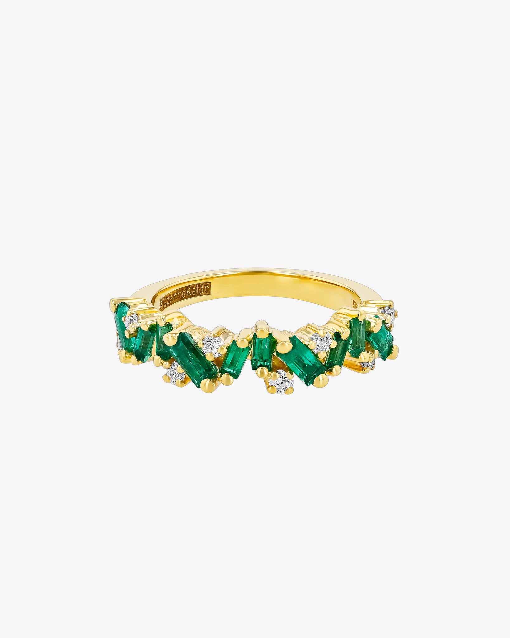 Suzanne Kalan Frenzy Emerald Half Band in 18k yellow gold