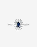 Suzanne Kalan Bold Dark Blue Sapphire Spark Ring in 18k white gold