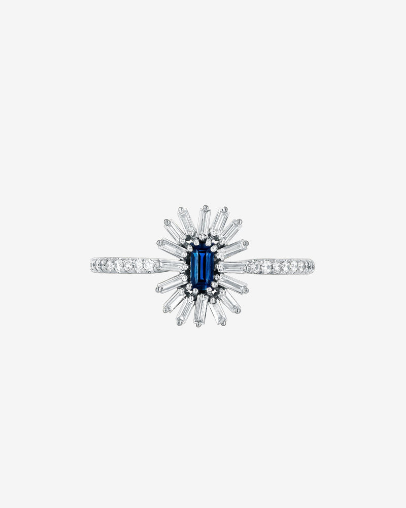 Suzanne Kalan Bold Dark Blue Sapphire Spark Ring in 18k white gold
