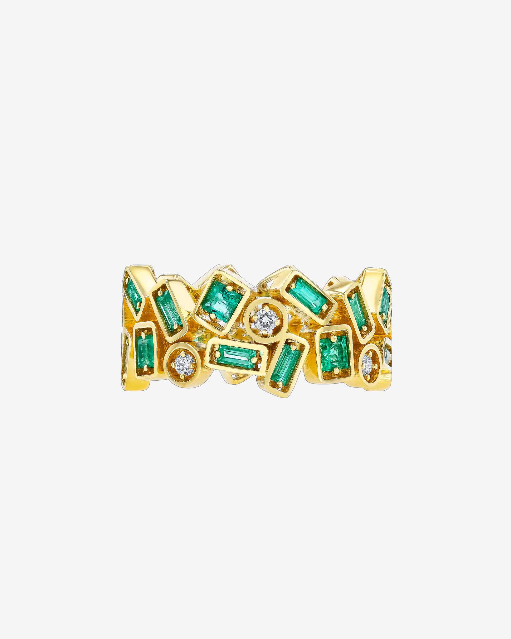 Suzanne Kalan Inlay Double Row Emerald Eternity Band in 18k yellow gold