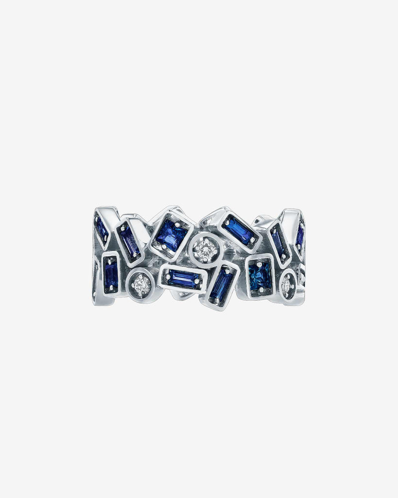 Suzanne Kalan Inlay Double Row Dark Blue Sapphire Eternity Band in 18k white gold