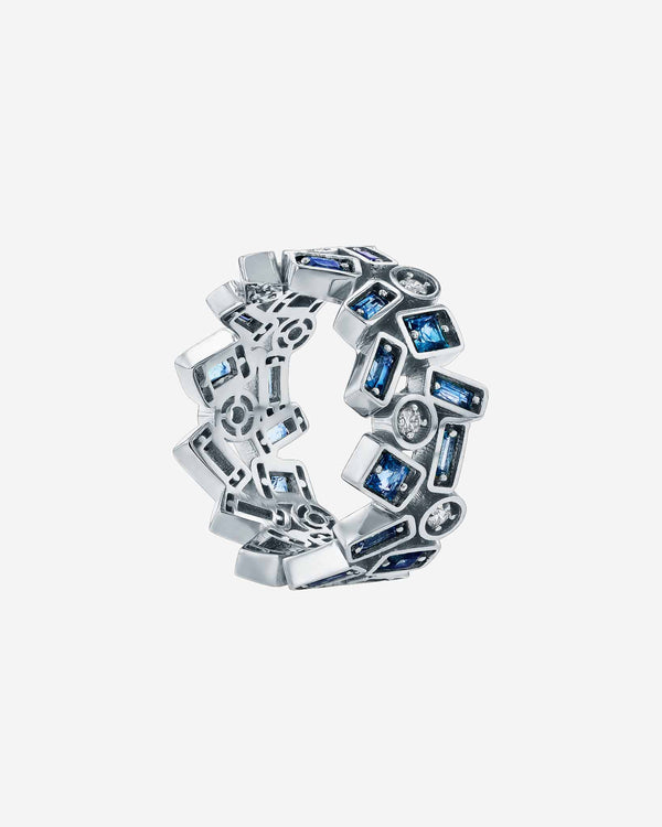 Suzanne Kalan Inlay Double Row Dark Blue Sapphire Eternity Band in 18k white gold