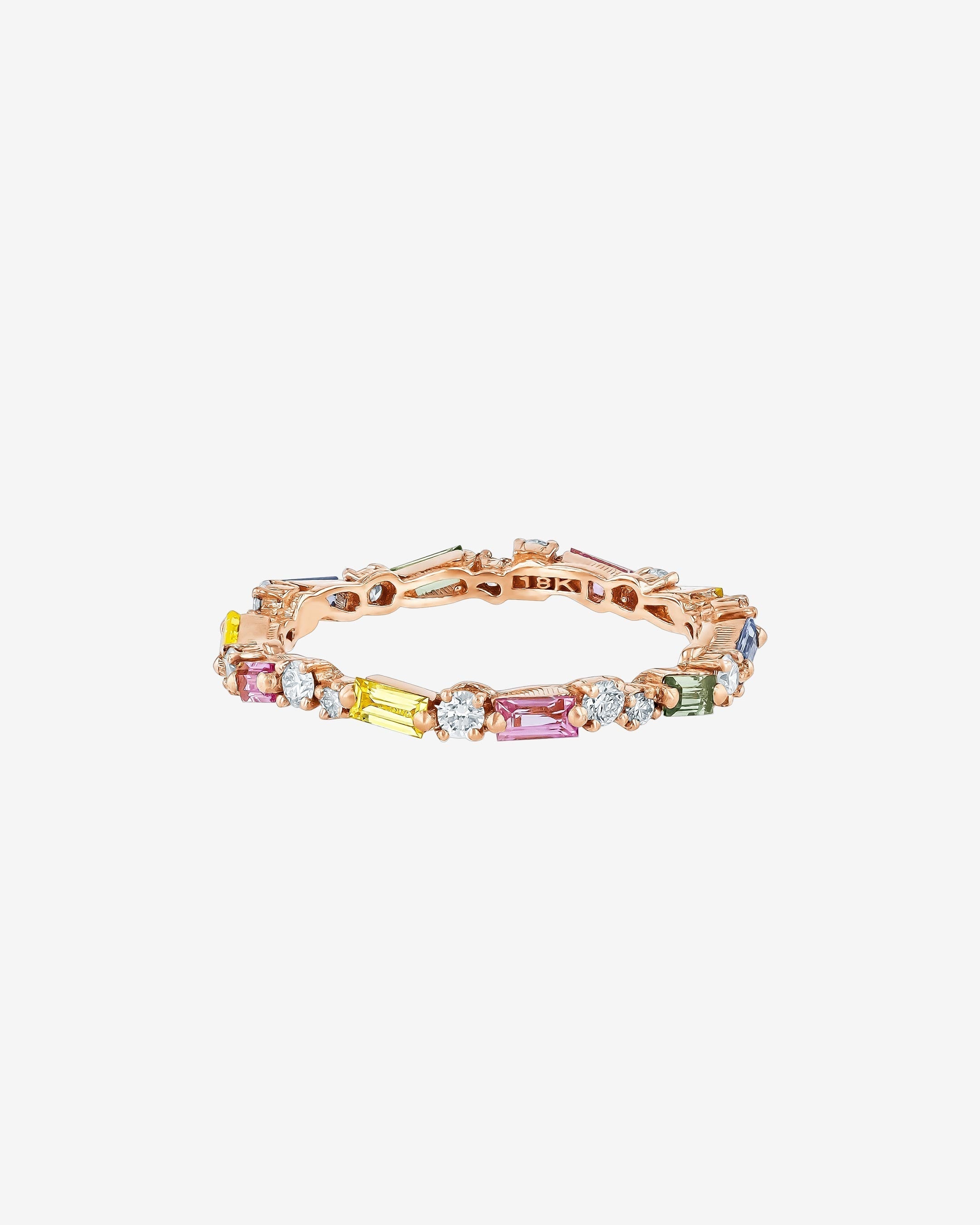 Suzanne Kalan Thin Mix Pastel Sapphire Eternity Band in 18k rose gold