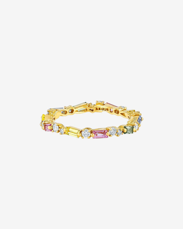 Suzanne Kalan Thin Mix Pastel Sapphire Eternity Band in 18k yellow gold