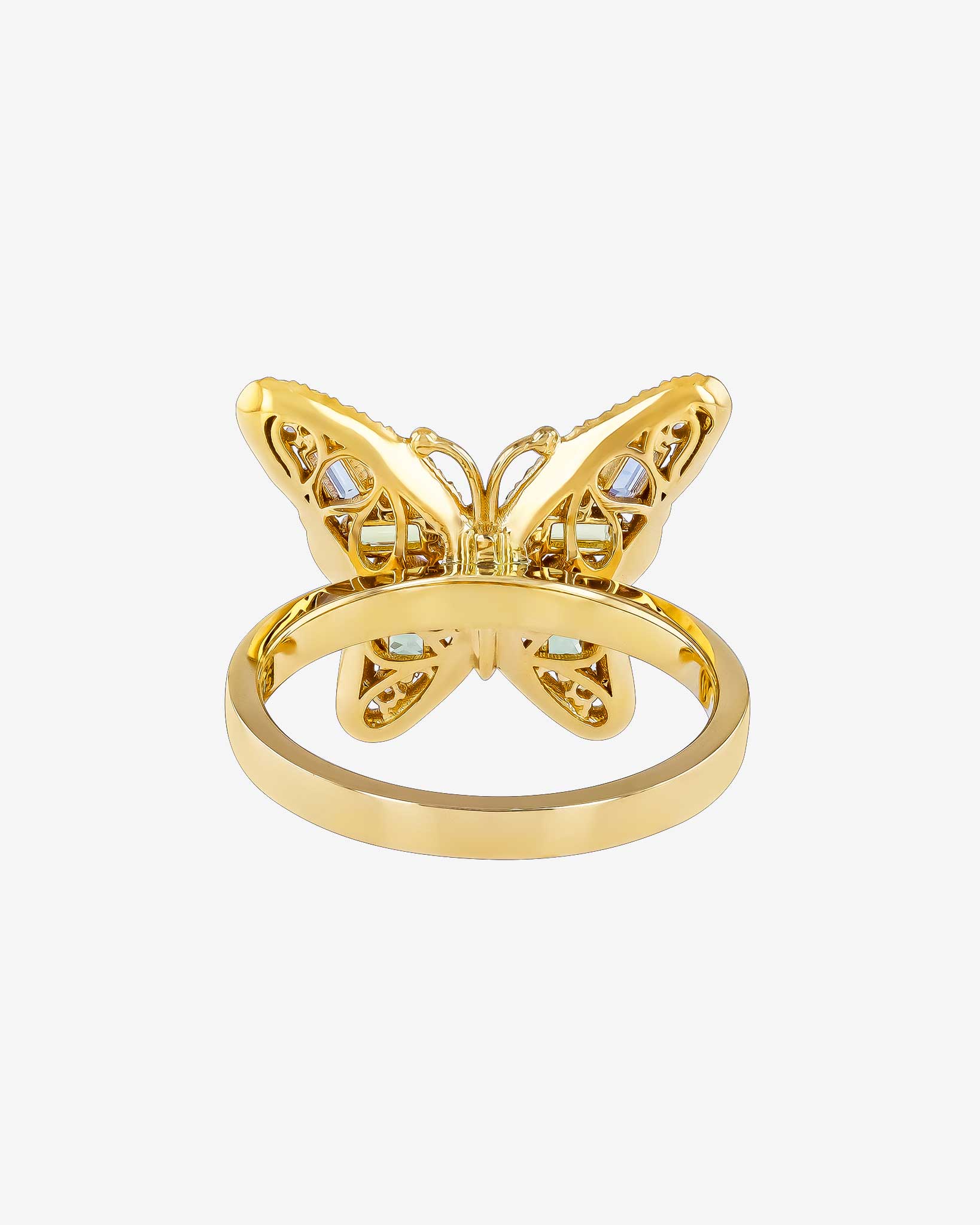 Suzanne Kalan Bold Pastel Sapphire Small Butterfly Ring in 18k yellow gold