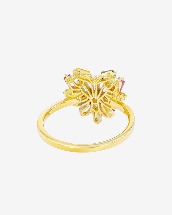 Suzanne Kalan Pastel Sapphire Small Curved Heart Ring in 18k yellow gold