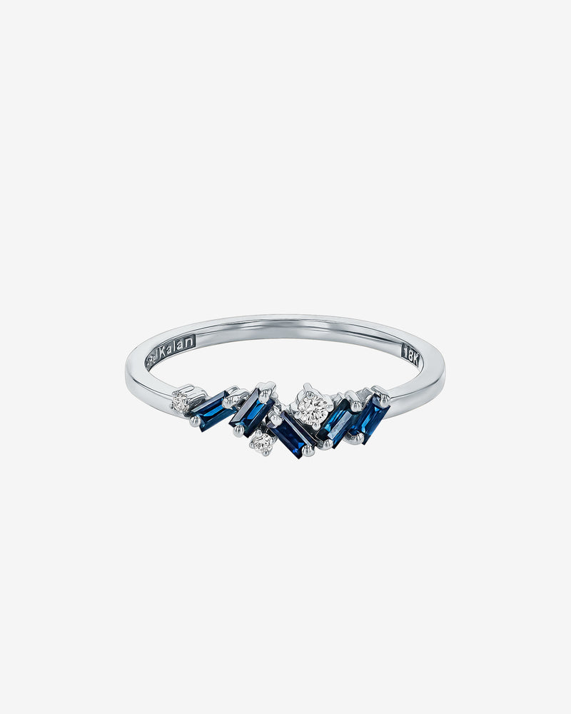 Suzanne Kalan Frenzy Dark Blue Sapphire Ring in 18k white gold