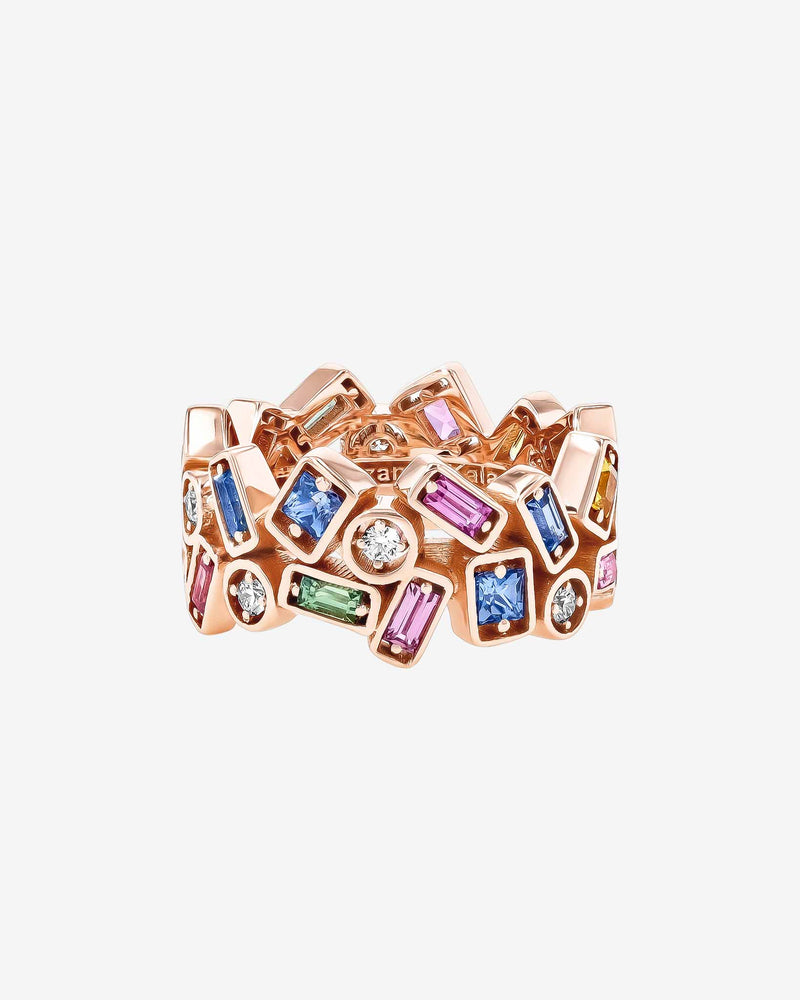 Suzanne Kalan Inlay Double Row Pastel Sapphire Eternity Band in 18k rose ogld