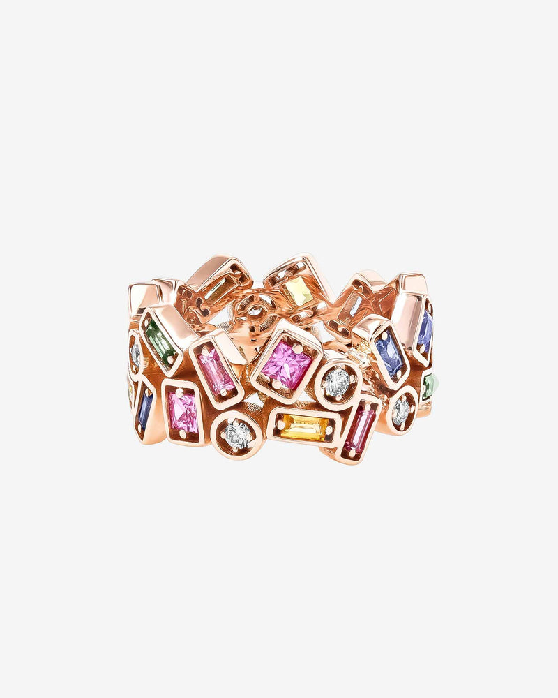 Suzanne Kalan Inlay Double Row Pastel Sapphire Eternity Band in 18k rose ogld