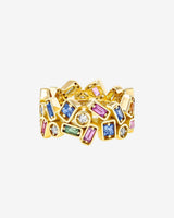 Suzanne Kalan Inlay Double Row Pastel Sapphire Eternity Band in 18k yellow ogld