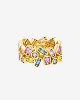 Suzanne Kalan Inlay Double Row Pastel Sapphire Eternity Band in 18k yellow ogld