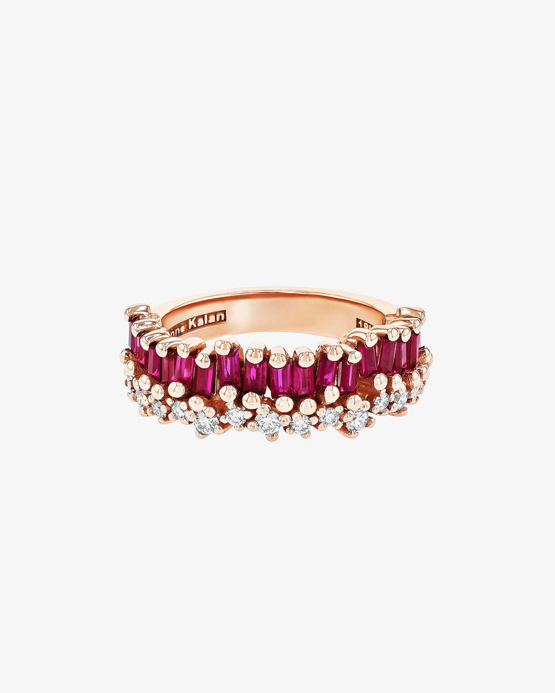 Suzanne Kalan Short Stack Ruby Half Band in 18k rose gold