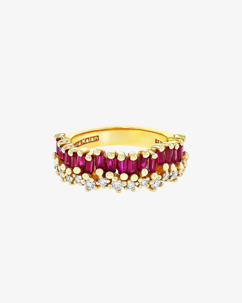 Suzanne Kalan Short Stack Ruby Half Band in 18k yellow gold