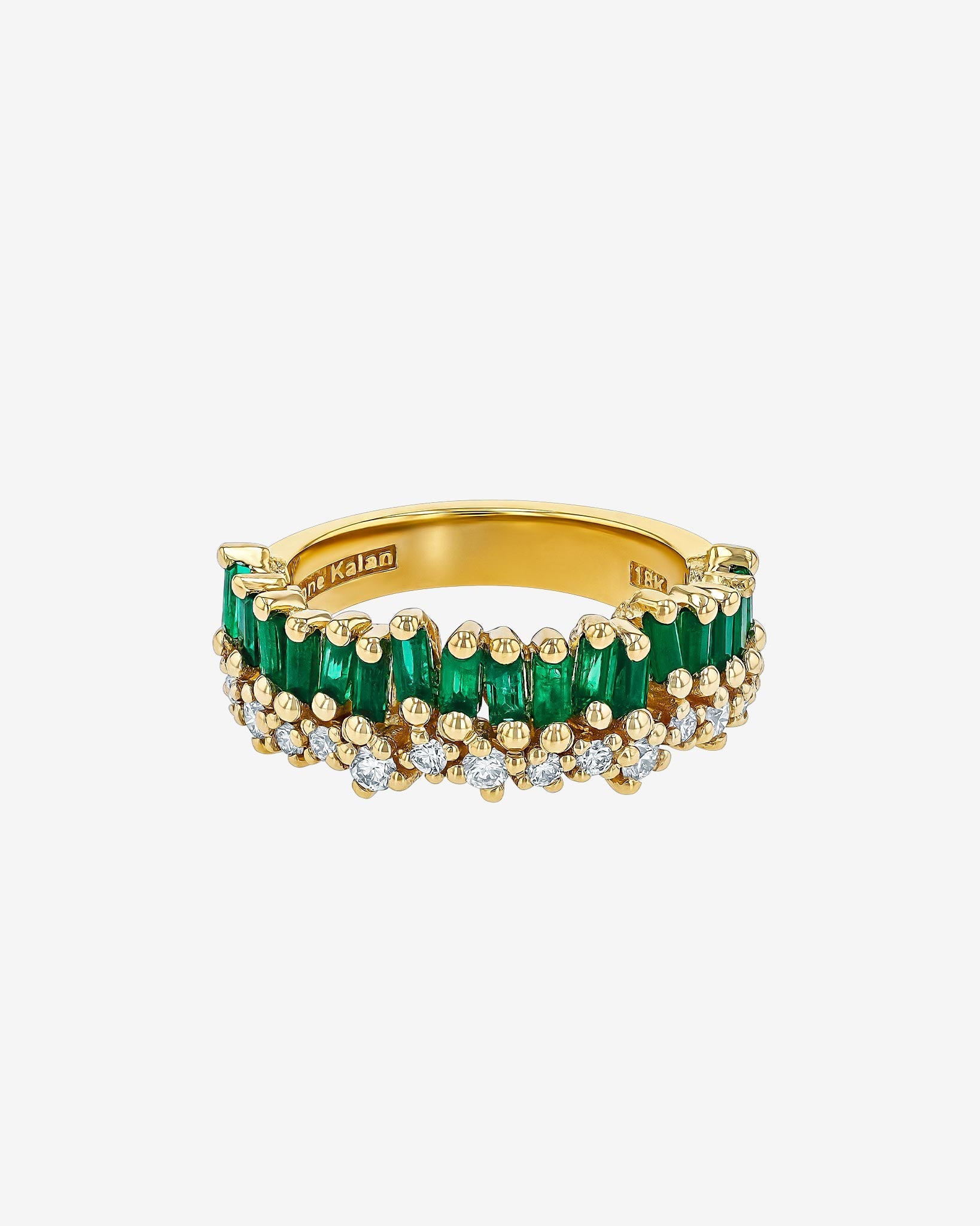Suzanne Kalan Short Stack Emerald Half Band in 18k yellow gold