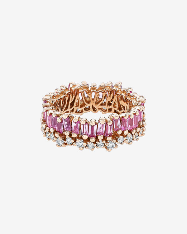 Suzanne Kalan Short Stack Pink Sapphire Eternity Band in 18k rose gold