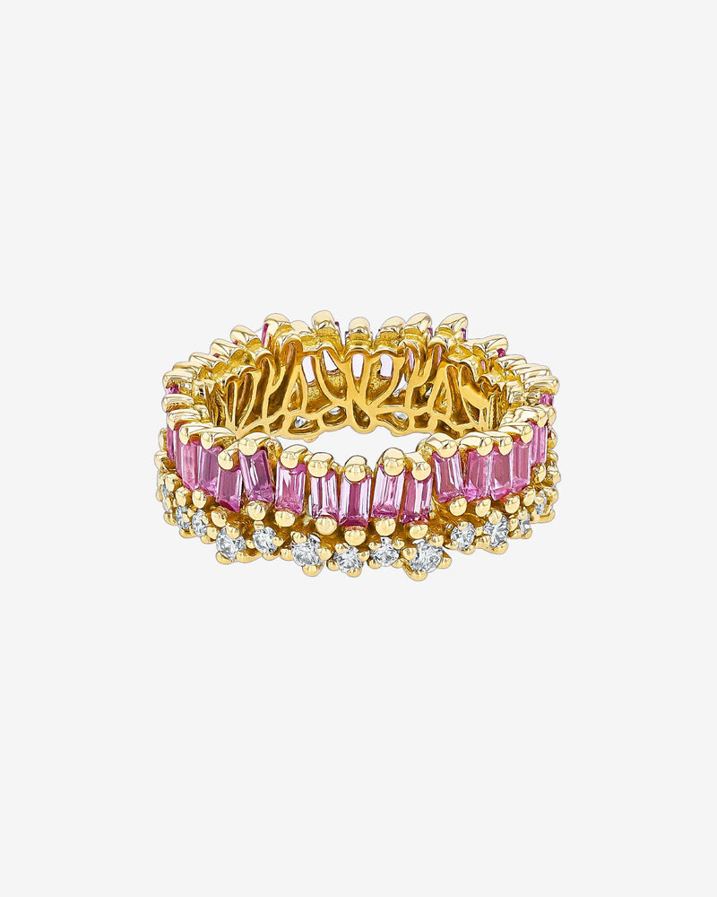 Suzanne Kalan Short Stack Pink Sapphire Eternity Band in 18k yellow gold