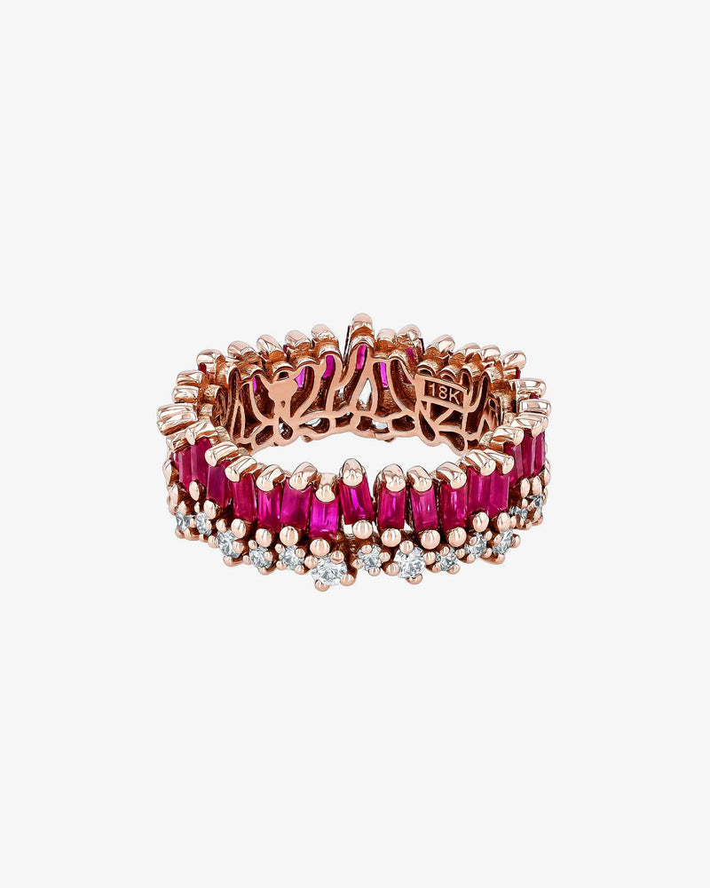 Suzanne Kalan Short Stack Ruby Eternity Band in 18k rose gold