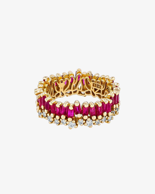 Suzanne Kalan Short Stack Ruby Eternity Band in 18k yellow gold
