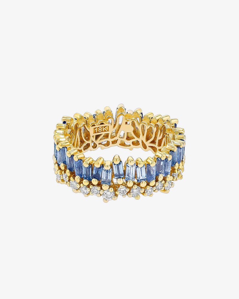 Suzanne Kalan Short Stack Light Blue Sapphire Eternity Band in 18k yellow gold