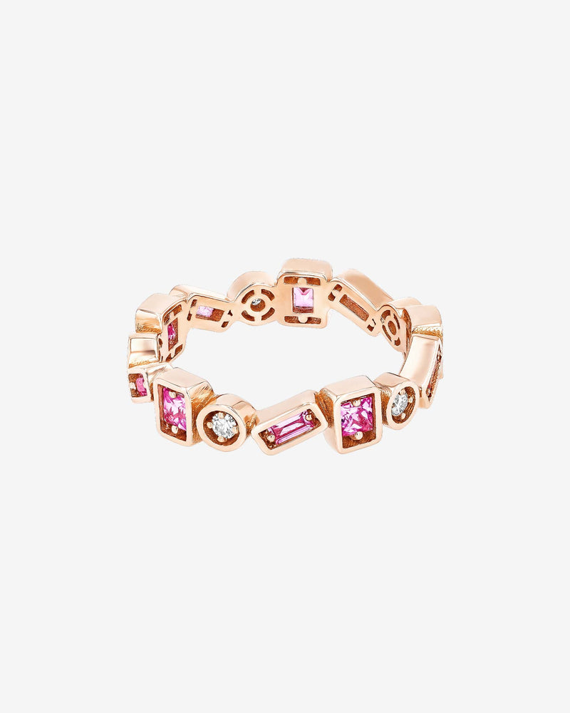 Suzanne Kalan Inlay ZigZag Pink Sapphire Eternity Band in rose gold