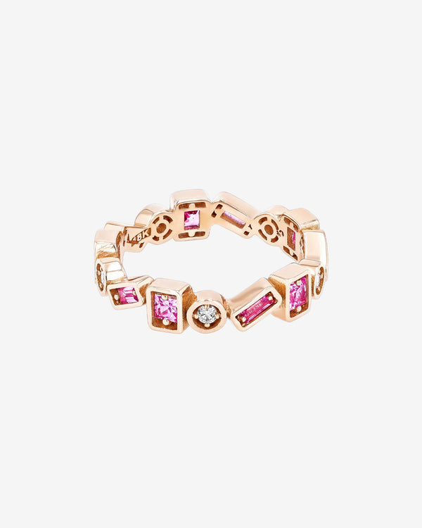 Suzanne Kalan Inlay ZigZag Pink Sapphire Eternity Band in rose gold
