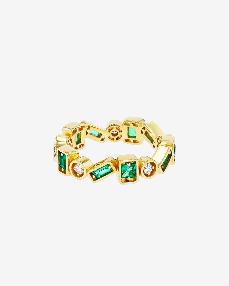 Suzanne Kalan Inlay ZigZag Emerald Eternity Band in 18k yellow gold