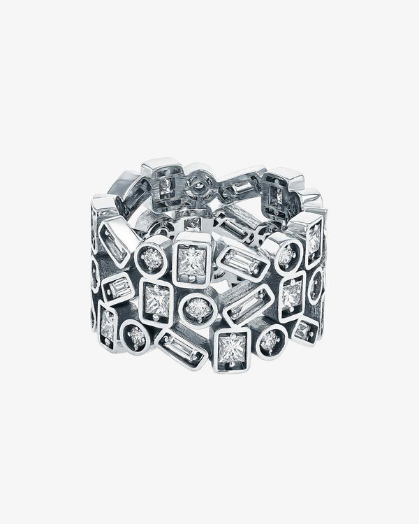 Suzanne Kalan Inlay Triple Row Diamond Eternity Band in 18k white gold