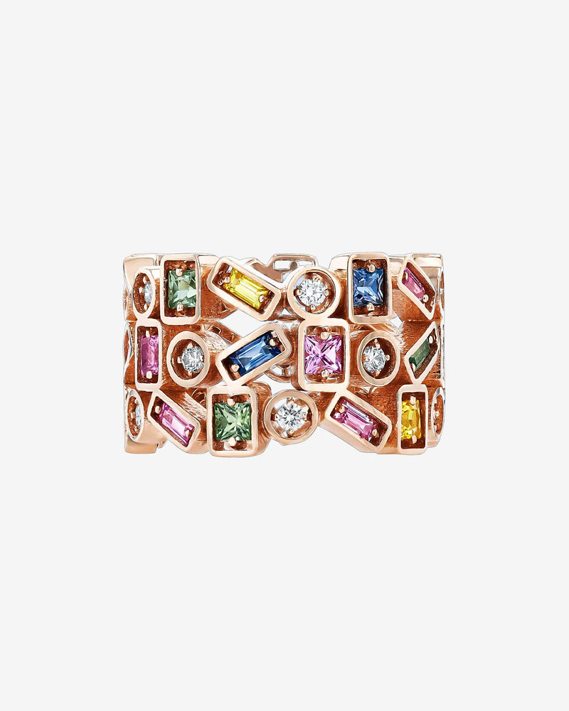 Suzanne Kalan Inlay Triple Row Pastel Sapphire Eternity Band in 18k rose gold