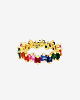 Suzanne Kalan Princess Milli Rainbow Sapphire Eternity Band in 18k yellow gold