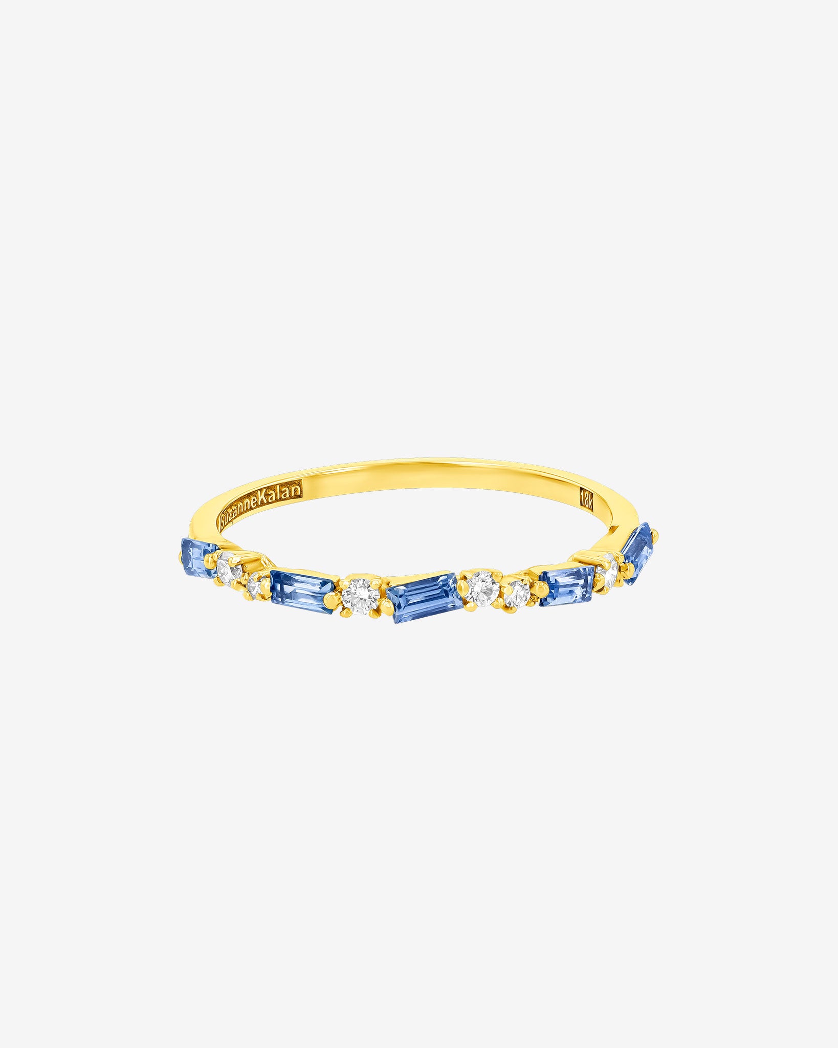 Suzanne Kalan Thin Mix Light Blue Sapphire Half Band in 18k yellow gold